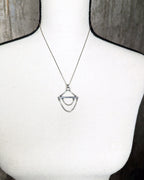 hand forged oxidized sterling silver pendant with industrial three ring bail chain not included