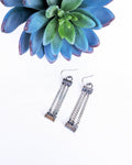 oxidized sterling silver chain earrings with forged silver bars