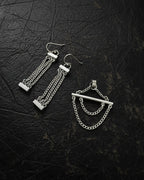 contemporary sterling silver chain earrings with sculptural design with complimentary pendant not included