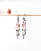 Phosphosiderite teardrop earrings in oxidized sterling silver