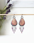 Polychrome jasper teardrop earrings in oxidized sterling silver