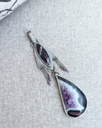 Amethyst bead and sterling chain fringe detail