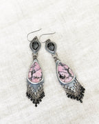 Edgy feminine dangle earrings with rhodonite drops and spinel beads