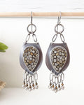 Fossil coral chandelier earrings in oxidized sterling silver