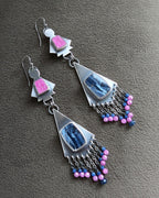 Flashy blue-sheen pietersite paired with oxidized sterling silver
