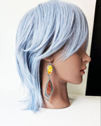 Mediumweight Fire Crush earrings worn to show size and length

