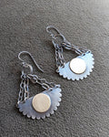 Mixed metal sterling silver and brass chandelier earrings
