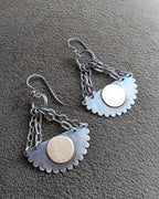 Mixed metal sterling silver and brass chandelier earrings