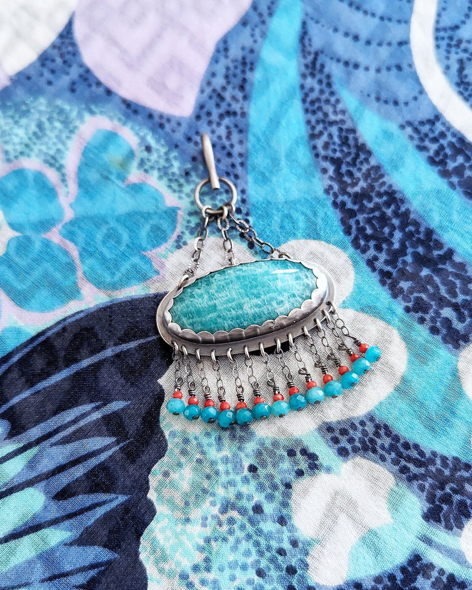 Russian amazonite gemstone drop necklace