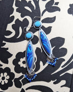 Very blue artisan earrings with fun glass and gemstone beads