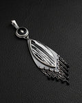 White moonstone and black spinel bead fringe detail