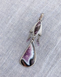 Banded amethyst marquis pendant in oxidized sterling silver