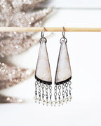 Oxidized sterling silver triangular drop earrings