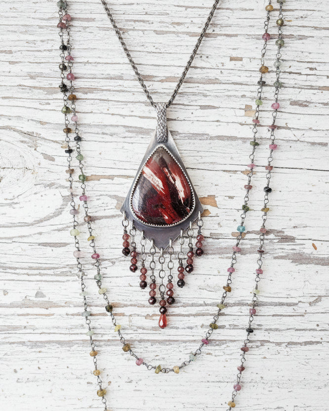 Burgundy and cream jasper stone with natural desert pattern