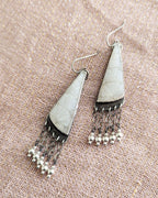 Minimalist coral stone earrings with sterling chain fringe