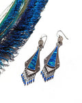 Blue fire opal and lapis lazuli earrings