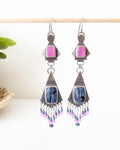 Druzy cobalto calcite earrings with vibrant pink sparkle