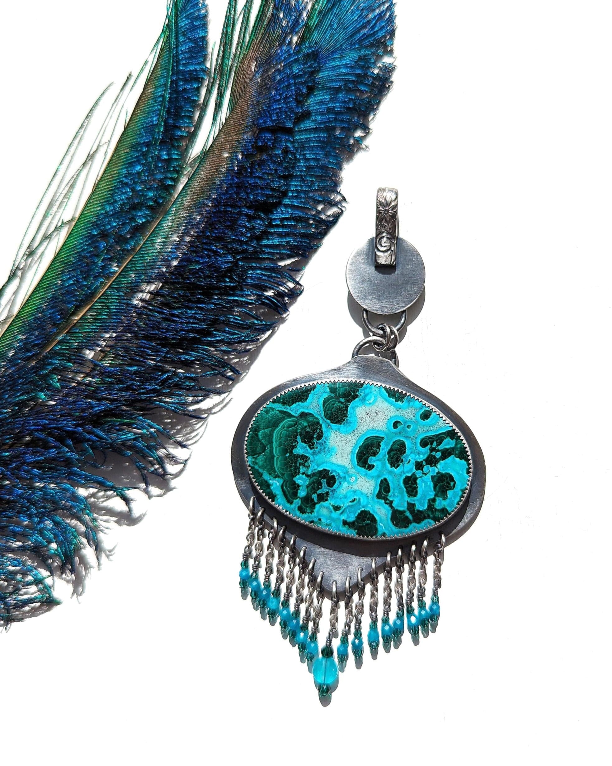Sterling silver bezel pendant with coin-style bail detail