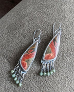 Asymmetrical Red Creek jasper artisan earrings