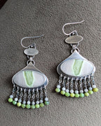 Earthy yet vibrant sterling silver earrings with green stones