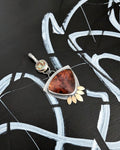 Tibetan turquoise and blue amber pendant in oxidized sterling silver