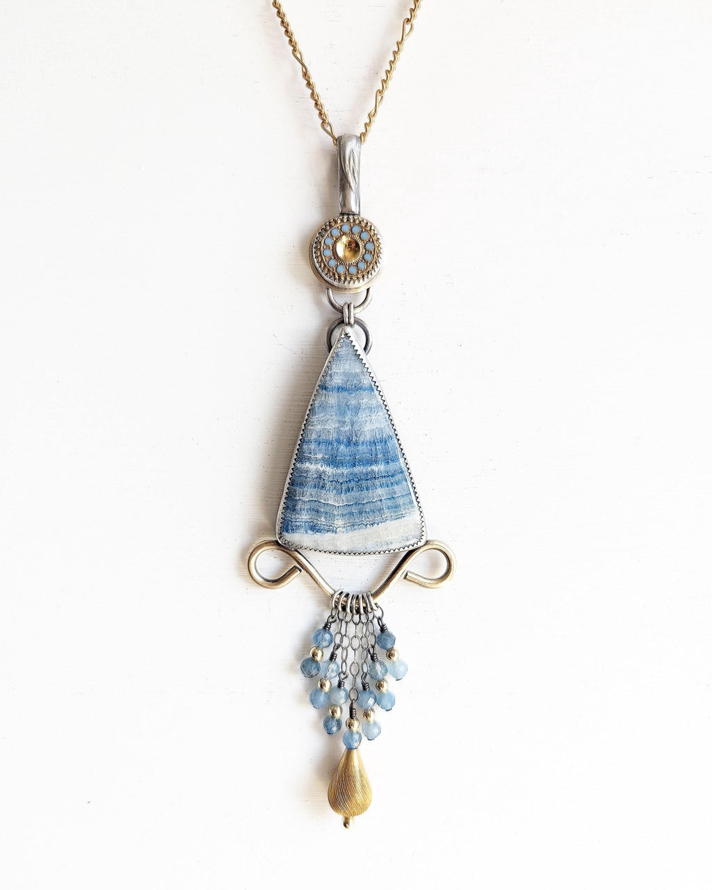 Santa Maria aquamarine and gold filled bead details on chain (not included)