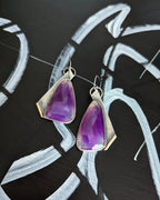 Color shifting magenta purple agate statement earrings