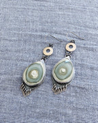 Artisan sterling silver earrings with abstract watercolor jasper patterns