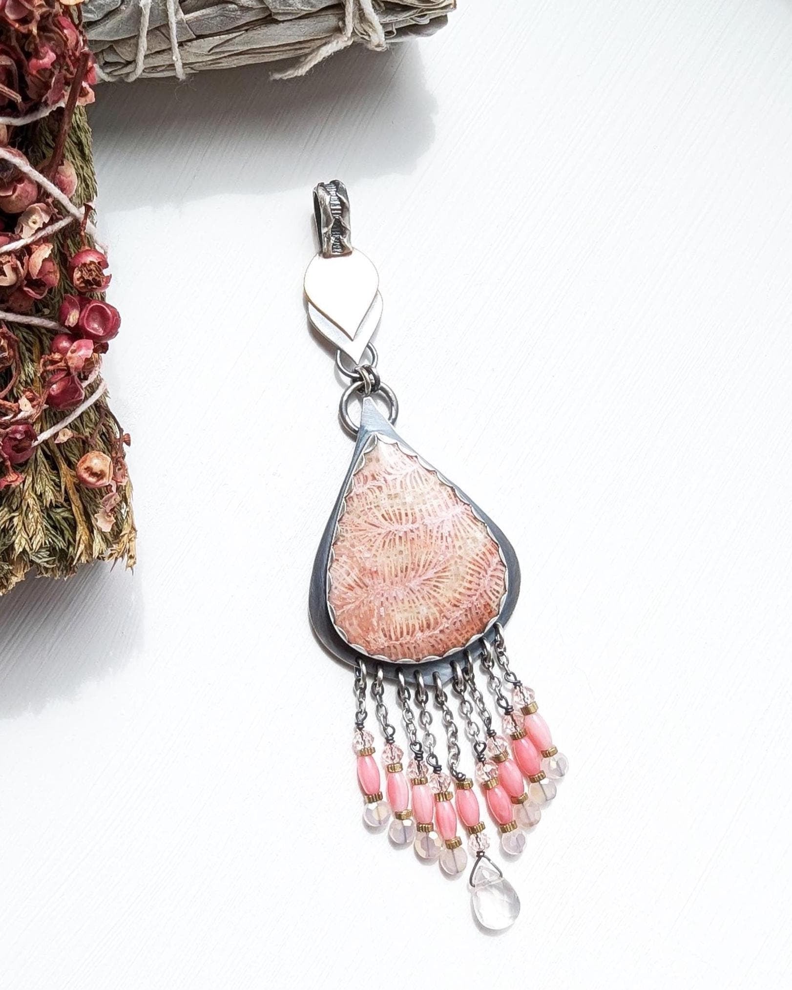 Mixed metal sterling silver and satin brass gemstone necklace