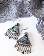 Triangular palm root agate dangle earrings