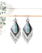 Imperial jasper earrings in oxidized sterling silver