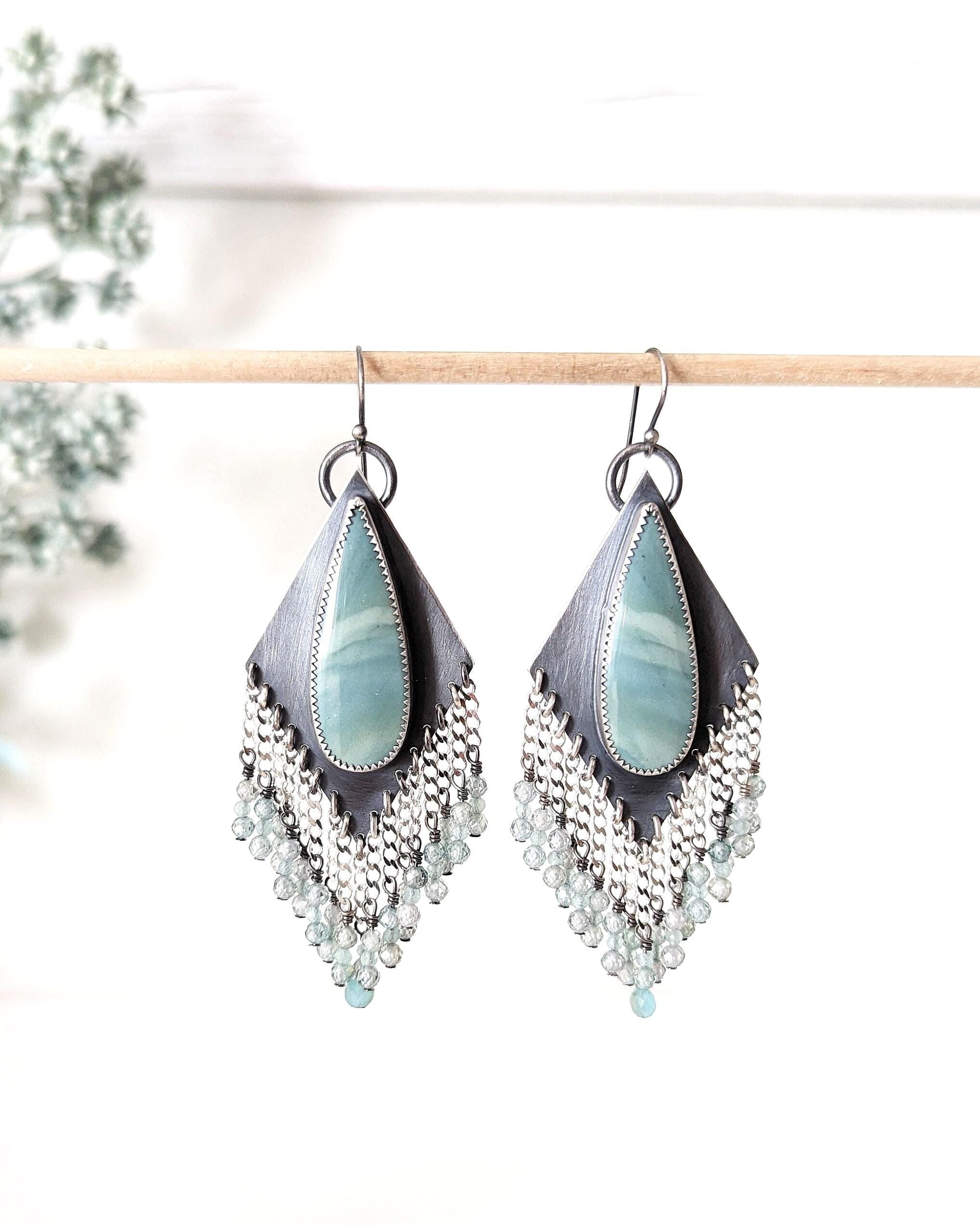 Imperial jasper earrings in oxidized sterling silver
