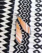 Long sterling silver drop earrings with asymmetrical banded agate