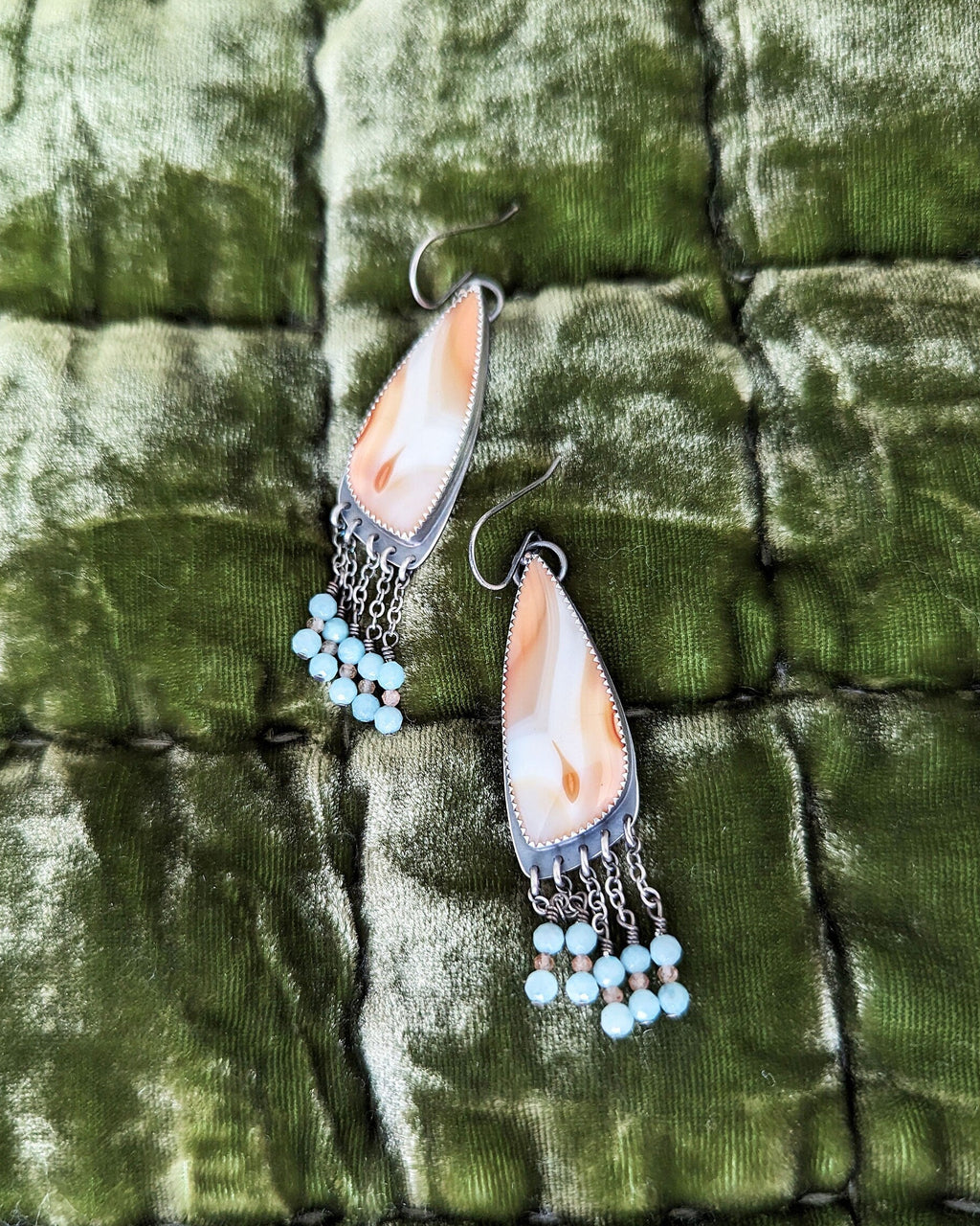 Playful summer gemstone earrings with aqua larimar accents