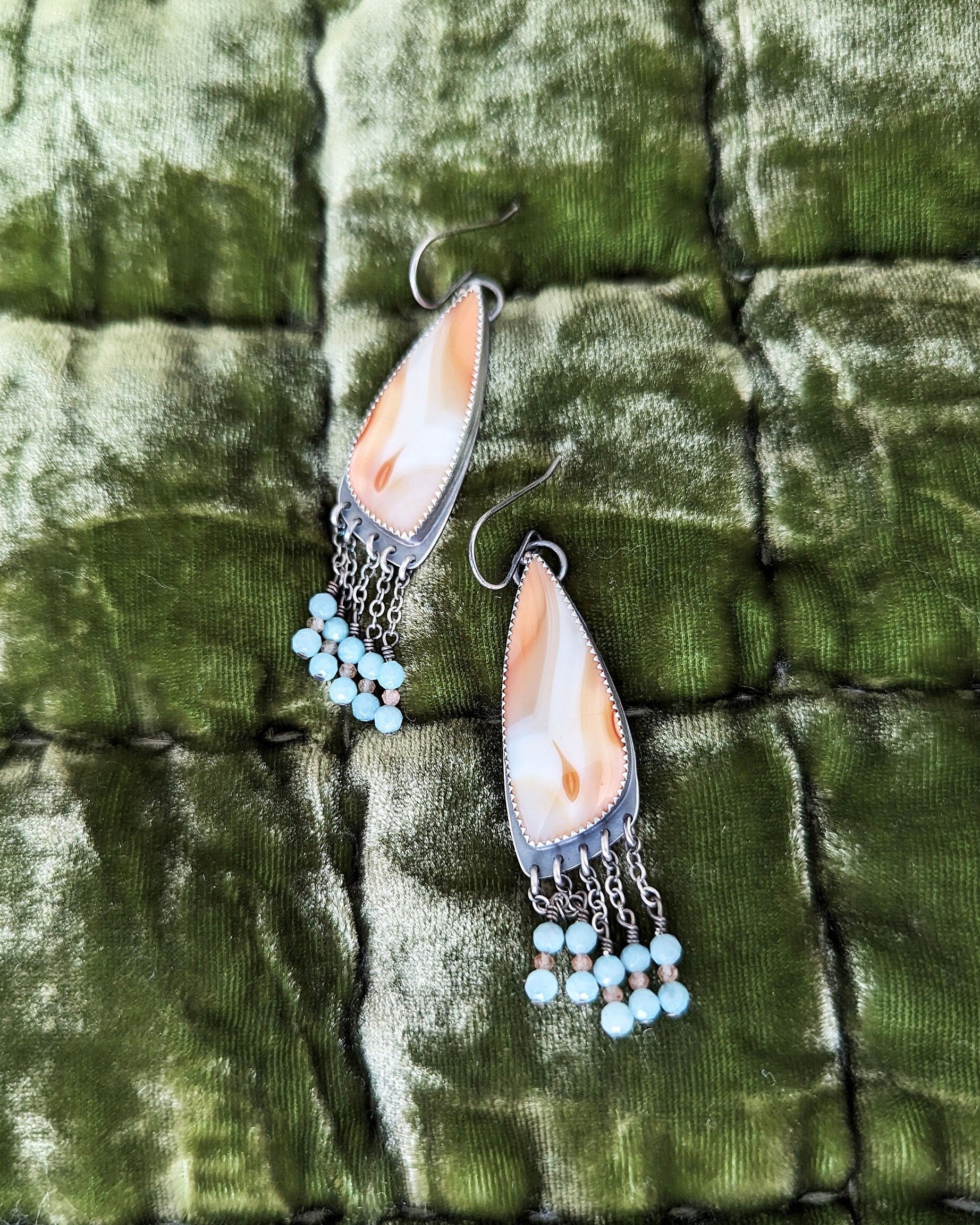 Playful summer gemstone earrings with aqua larimar accents
