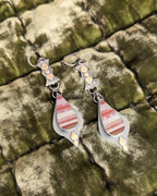 Vintage-inspired artisan earrings featuring natural opalized wood