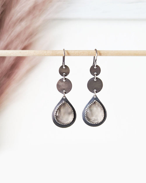Rose cut grey moonstone with soft pearlescent sheen