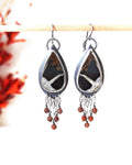 Septarian fossil earrings in oxidized sterling silver