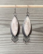 large marquis shaped palm root agate stones in sterling silver