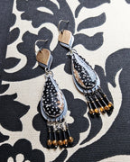Mixed metal sterling silver and brass teardrop earrings