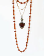 Mixed metal statement pendant with triangular blue amber and green turquoise shown on chain (not included)