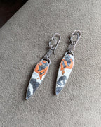 Artisan handmade jasper earrings with layered silver chain drops
