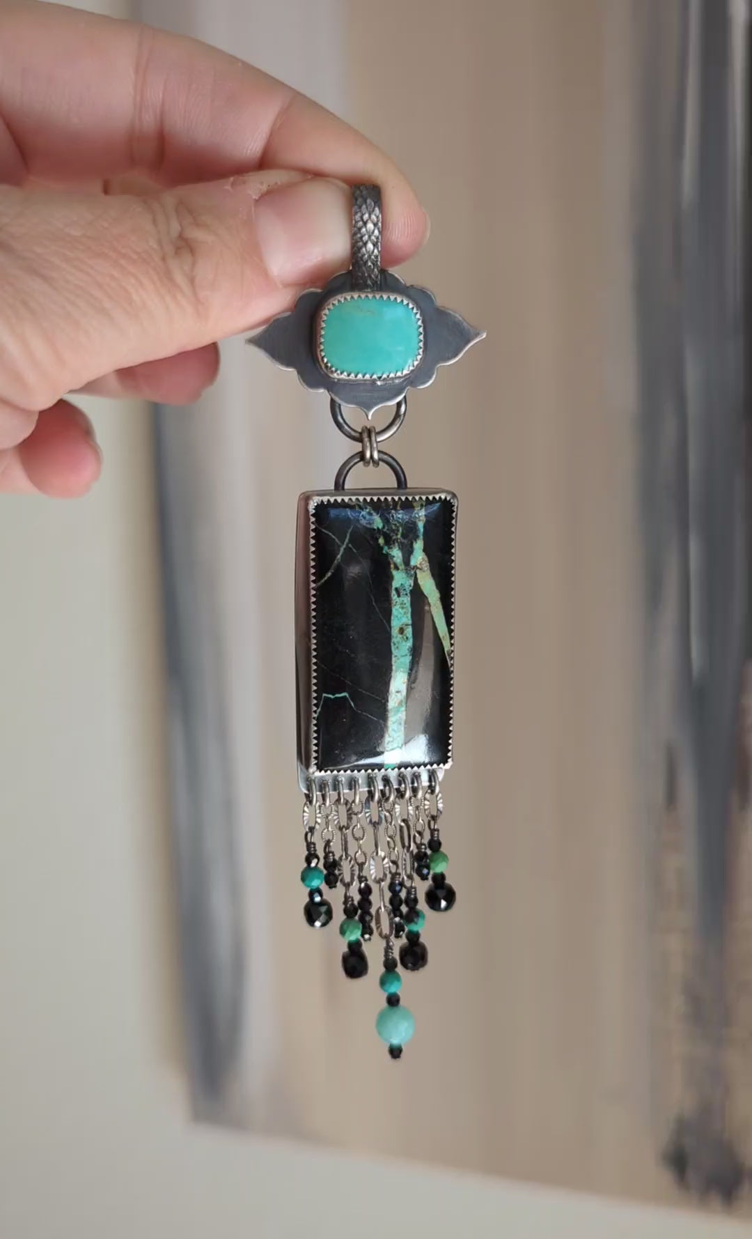 Video of collector turquoise pendant with Nevada and Arizona stones