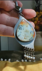 Video of Collector sterling silver pendant featuring druzy agate and pyrite contrast