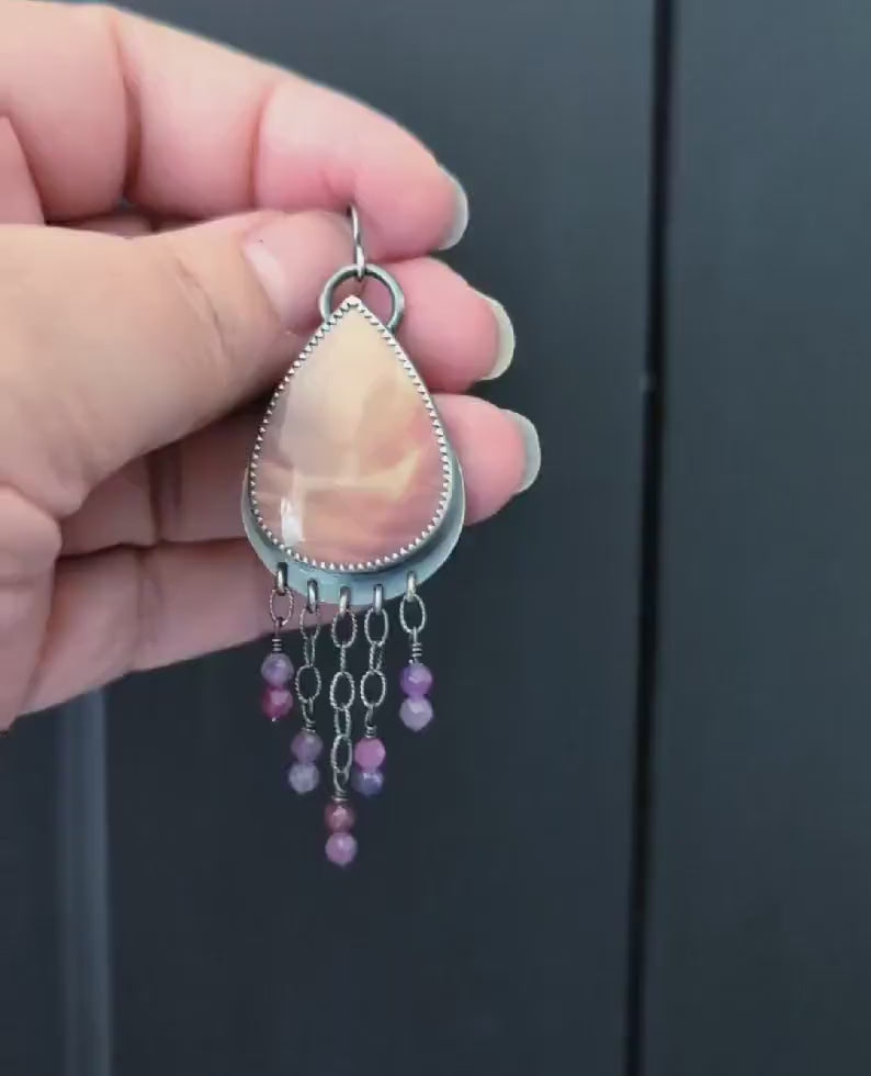 Video of one of a kind polychrome jasper statement earrings by Rebellenhaus