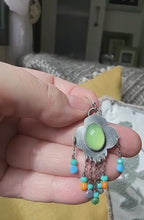 Video of modern boho sterling silver earrings with sparkling crystal fringe