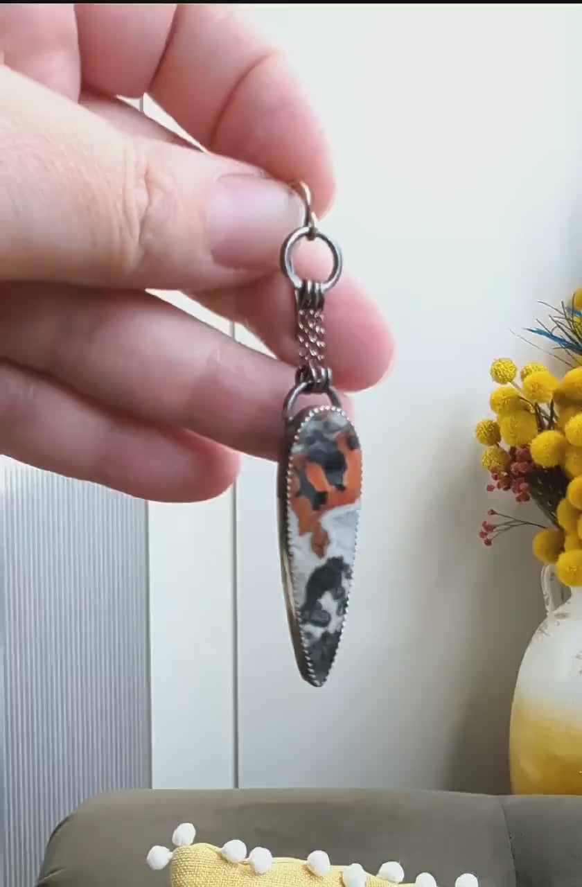 Video of one of a kind multicolor jasper statement earrings by Rebellenhaus