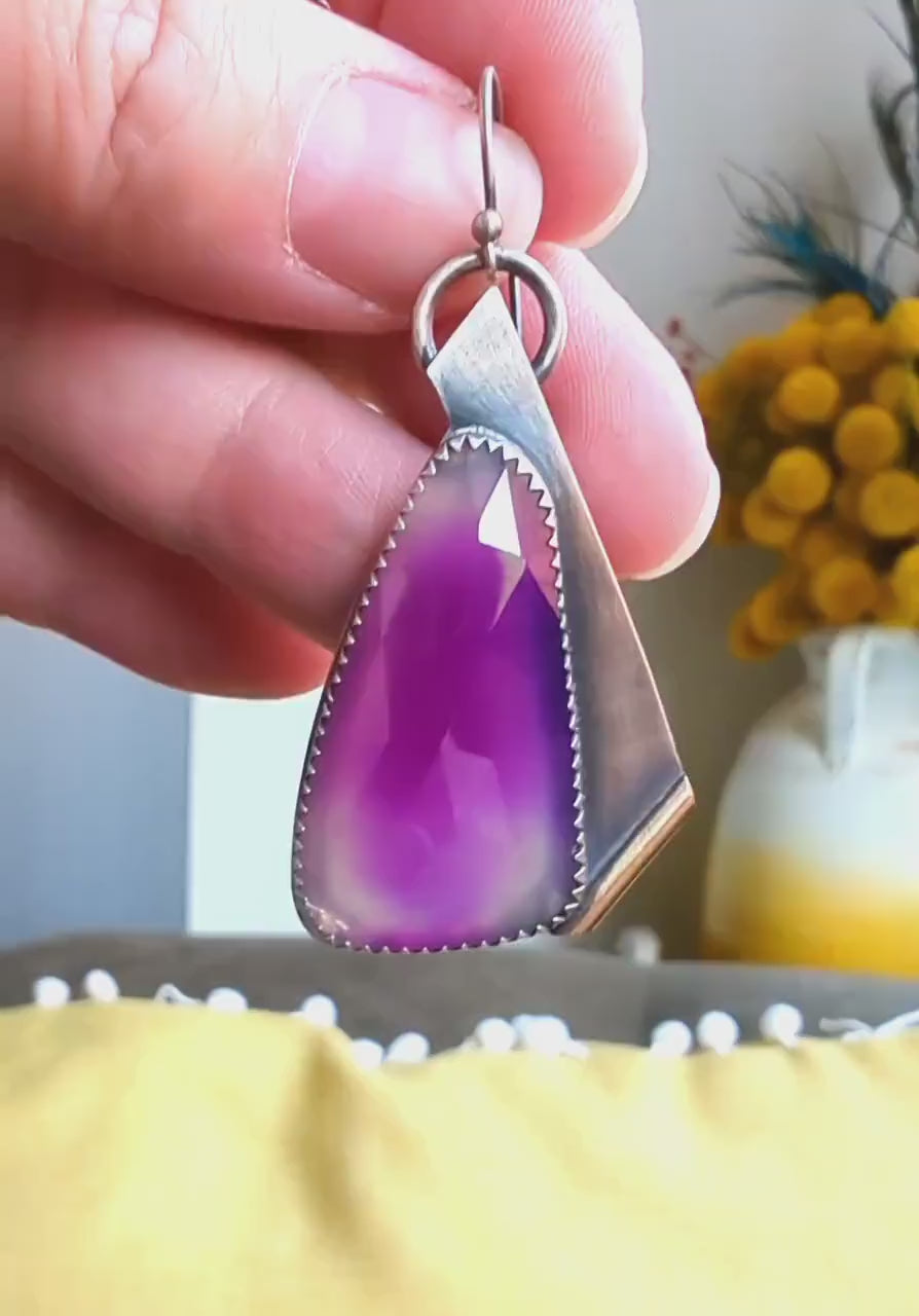 video of One of a kind purple agate earrings by Rebellenhaus