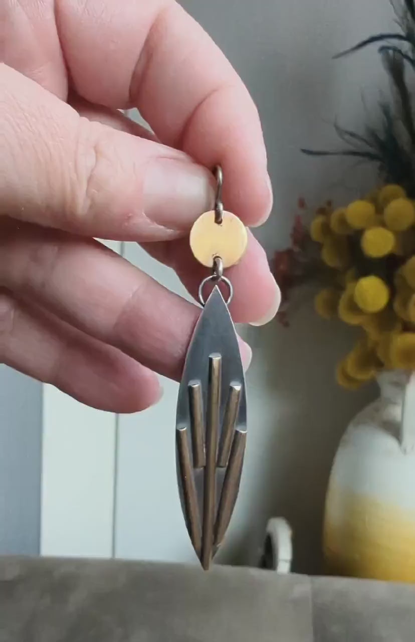 Art deco inspired brass and silver drop earring video