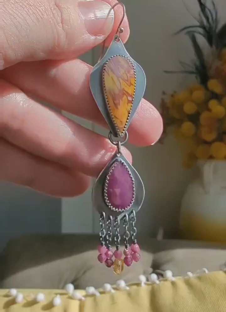 Video of jasper and sapphire fringe Grace Under Fire Earrings by Rebellenhaus